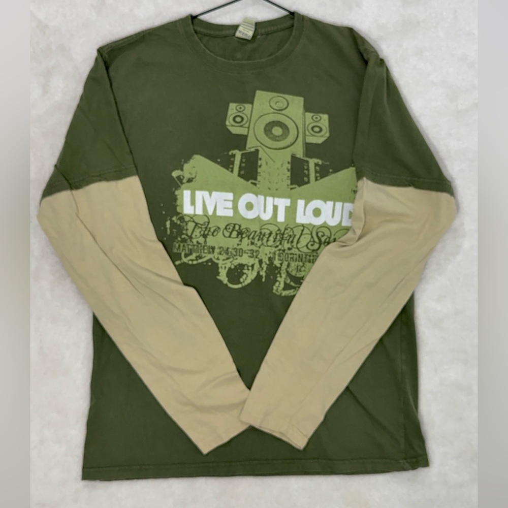 LIVE OUT LOUD Christian Apparel Bible Verse Layering Long‎ T Shirt Mens Large